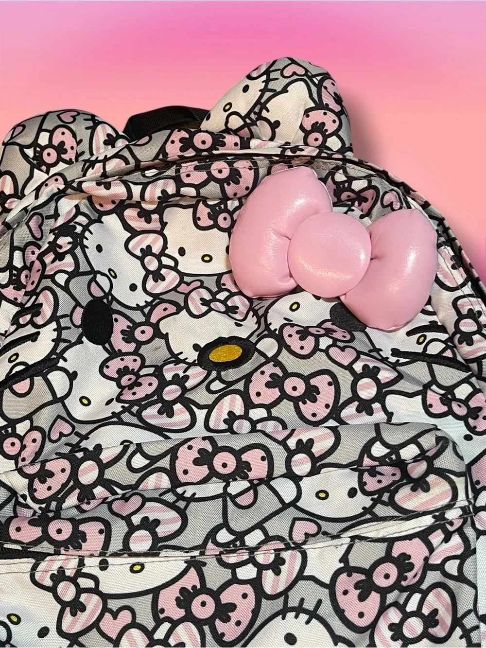 RARE Loungefly x Sanrio Hello Kitty All Over Print Backpack w/ 3D Pink Bow
